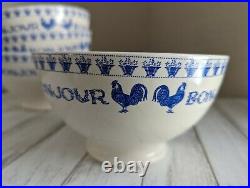 Paris Je T'aime Cereal Soup Bowl Made in Turkey Farmhouse Rooster Chicken Blue