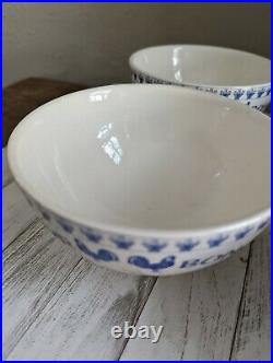 Paris Je T'aime Cereal Soup Bowl Made in Turkey Farmhouse Rooster Chicken Blue