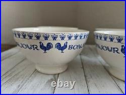 Paris Je T'aime Cereal Soup Bowl Made in Turkey Farmhouse Rooster Chicken Blue