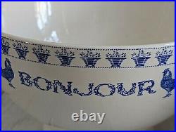 Paris Je T'aime Cereal Soup Bowl Made in Turkey Farmhouse Rooster Chicken Blue