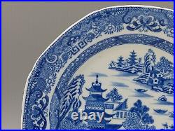 Plate Miles Mason Two Temples Pearlware Blue & White C1805