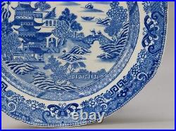 Plate Miles Mason Two Temples Pearlware Blue & White C1805