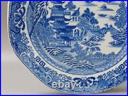 Plate Miles Mason Two Temples Pearlware Blue & White C1805