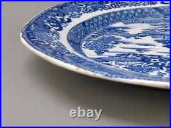 Plate Miles Mason Two Temples Pearlware Blue & White C1805