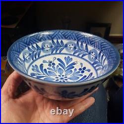 Porcelain China Dynasty White Blue Rice Bowl Signed China Blue White