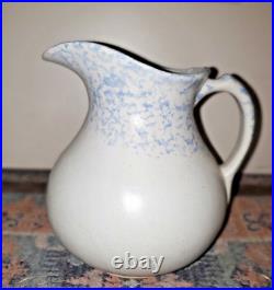 Pottery Blue White Stoneware Pitcher SPONGEWARE