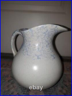 Pottery Blue White Stoneware Pitcher SPONGEWARE