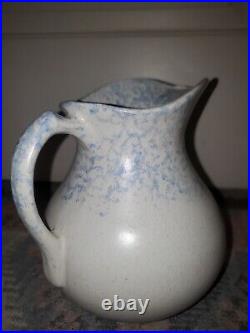 Pottery Blue White Stoneware Pitcher SPONGEWARE