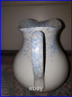 Pottery Blue White Stoneware Pitcher SPONGEWARE