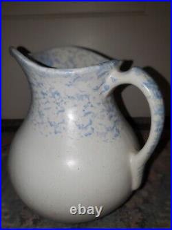 Pottery Blue White Stoneware Pitcher SPONGEWARE