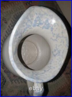 Pottery Blue White Stoneware Pitcher SPONGEWARE
