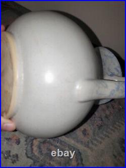 Pottery Blue White Stoneware Pitcher SPONGEWARE