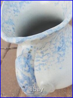 Pottery Blue White Stoneware Pitcher SPONGEWARE