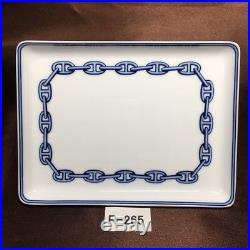 Pre-Owned HERMES Paris Porcelain Plate Chain D'ancre White Blue R-265 F/S