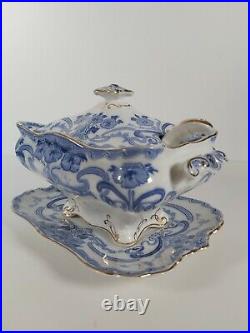 Pretty Blue & White Gild Edged Burges & Leigh Burleigh Pattern Tureen Dated 1903