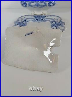 Pretty Blue & White Gild Edged Burges & Leigh Burleigh Pattern Tureen Dated 1903