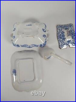 Pretty Blue & White Gild Edged Burges & Leigh Burleigh Pattern Tureen Dated 1903