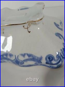 Pretty Blue & White Gild Edged Burges & Leigh Burleigh Pattern Tureen Dated 1903