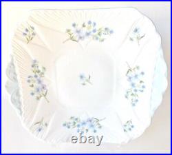 Pretty Shelley Blue Rock Square Handled 9 1/2 Cake Plate Blue And White China