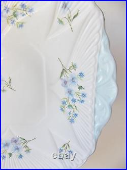 Pretty Shelley Blue Rock Square Handled 9 1/2 Cake Plate Blue And White China