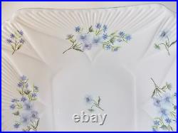 Pretty Shelley Blue Rock Square Handled 9 1/2 Cake Plate Blue And White China