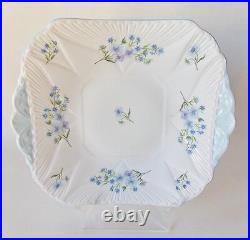 Pretty Shelley Blue Rock Square Handled 9 1/2 Cake Plate Blue And White China