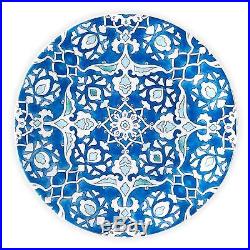 Q Squared Royal Lapis Melamine Salad Plate, 8 Inches, Set of 4, Blue and White
