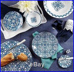 Q Squared Royal Lapis Melamine Salad Plate, 8 Inches, Set of 4, Blue and White