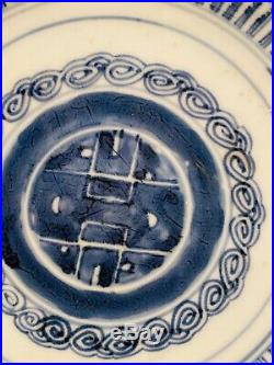 Qing Chinese Blue White Plate Thousand Shou 9.75 Inch