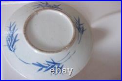 Qing Chinese Porcelain 25.3cm Blue + White Prunus Blossom Pattern Plate + Leaves