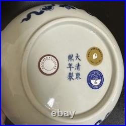 Qing Dynasty Kangxi Blue And White Ceramic Plate Chinese Jingdezhen Porcelain