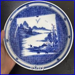 Qing Dynasty Kangxi Blue And White Ceramic Plate Chinese Jingdezhen Porcelain