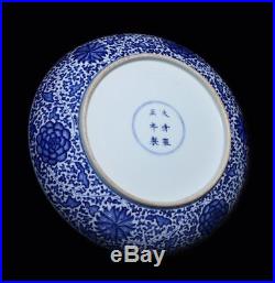 Qing Dynasty Rare Old China Blue and White Porcelain Plate Mark YongZheng FA876