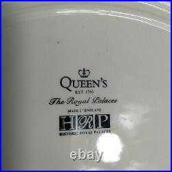 Queen The Royal Palaces HRP x6 Oval Serving Dinner Plates Blue White Baroque