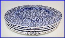 Queen's England China Calico Chintz Blue & White Large Dinner Plates Set 5