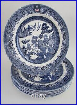 Queen's by Churchill BLUE WILLOW 10 3/8 Dinner Plates Set 6 NWT