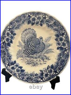 Queens Myott Factory Churchill Thanksgiving Turkey Salad Plates Blue set of 6