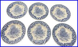 Queens Myott Factory Churchill Thanksgiving Turkey Salad Plates Blue set of 6