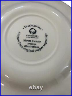 Queens Myott Factory Churchill Thanksgiving Turkey Salad Plates Blue set of 6