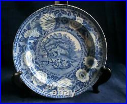 RARE BLUE & WHITE TRANSFERWARE PLATE TULIP BORDER PUNTING RIVER CHERWELL c. 1825
