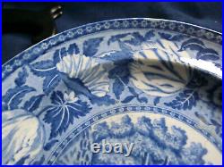 RARE BLUE & WHITE TRANSFERWARE PLATE TULIP BORDER PUNTING RIVER CHERWELL c. 1825