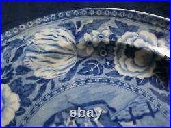 RARE BLUE & WHITE TRANSFERWARE PLATE TULIP BORDER PUNTING RIVER CHERWELL c. 1825
