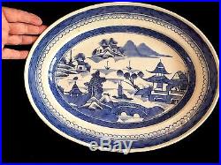 RARE Canton Export Serving Plate Blue & White Willow Qing 1840 Z213