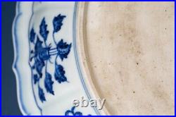 RARE Chinese Antique Ming Dynasty Yongle Blue and White Porcelain Plate Bowl