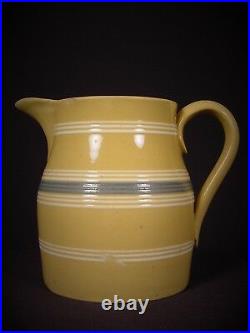 RARE EARLY 1800s BLUE & WHITE BAND PITCHER YELLOW WARE