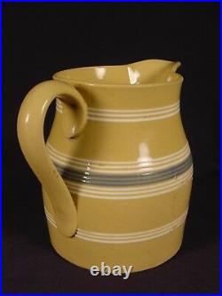 RARE EARLY 1800s BLUE & WHITE BAND PITCHER YELLOW WARE