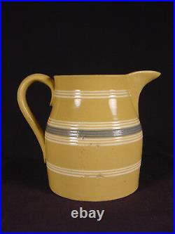 RARE EARLY 1800s BLUE & WHITE BAND PITCHER YELLOW WARE