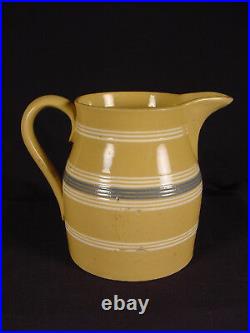 RARE EARLY 1800s BLUE & WHITE BAND PITCHER YELLOW WARE