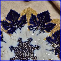 RARE Meissen Porcelain Cobalt Blue Gold White 1800s Maple Leaf Plate 11.5 in
