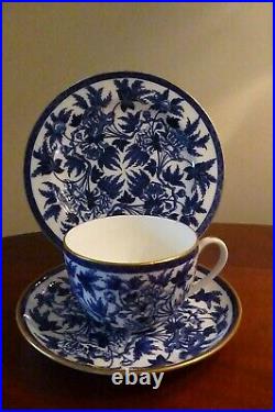 RARE VICTORIAN WEDGWOOD ETRURIA COBALT BLUE & WHITE PORCELAIN TRIO Great Cond